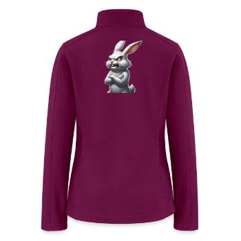 Fierce White Rabbit Grumpy Bunny Sharp Teeth - Women’s Soft Shell Jacket - raspberry - Back