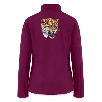 Watercolor Jaguar Head Portrait - Women’s Soft Shell Jacket - raspberry - Back