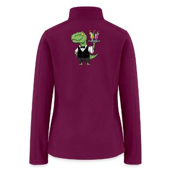 T-Rex Waiter Serving Tropical Cocktails - Women’s Soft Shell Jacket - raspberry - Back