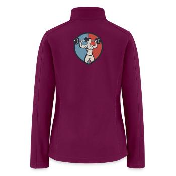 Athletic Weightlifter Shield Emblem - Women’s Soft Shell Jacket - raspberry - Back