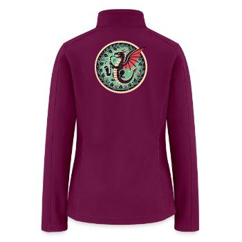 Whimsical Dragon Sax Circle Design - Women’s Soft Shell Jacket - raspberry - Back