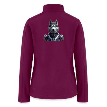  Cybernetic Husky Art | Futuristic Cyberpunk Robo- - Women’s Soft Shell Jacket - raspberry - Back