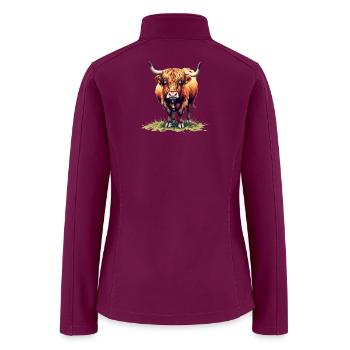 Red Highland Bull Illustration - Women’s Soft Shell Jacket - raspberry - Back