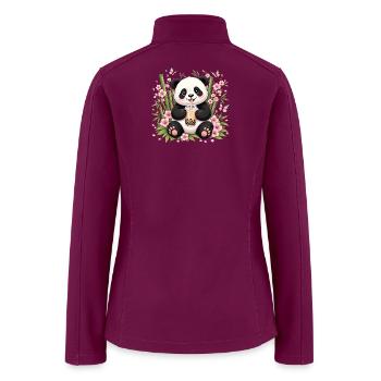 Panda Bubble Tea in Blossom Garden - Women’s Soft Shell Jacket - raspberry - Back
