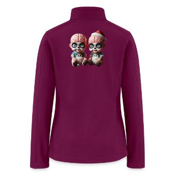 Creepy Brain Baby Twins – Dark Surreal Panda Art - Women’s Soft Shell Jacket - raspberry - Back