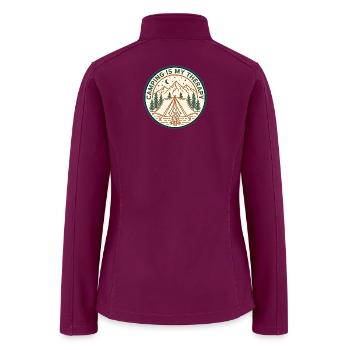 Camping Is My Therapy Vintage Badge Outdoor - Women’s Soft Shell Jacket - raspberry - Back