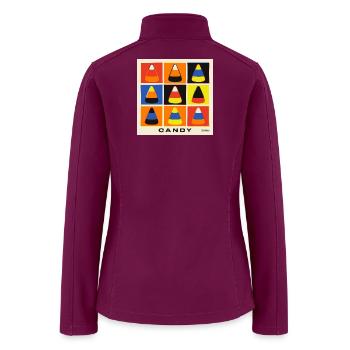 Pop Art Candy Corn Halloween Warhol Style Grid - Women’s Soft Shell Jacket - raspberry - Back