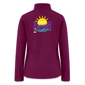 Hello Summer Sun Waves Illustration - Women’s Soft Shell Jacket - raspberry - Back