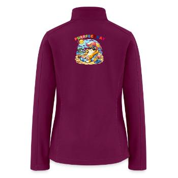 playful cat design, pet lover gift, cat aesthetic - Women’s Soft Shell Jacket - raspberry - Back