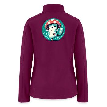 Whimsy Mushroom Hat Cat - Women’s Soft Shell Jacket - raspberry - Back