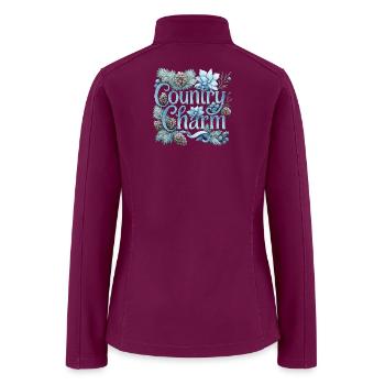 Country Charm Winter Blue Floral Script - Women’s Soft Shell Jacket - raspberry - Back