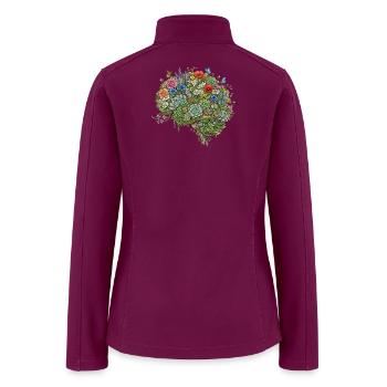Floral Brain Anatomy Illustration – Mental Health  - Women’s Soft Shell Jacket - raspberry - Back