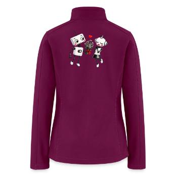 Robot couple with a romantic tech-themed bouquet - Women’s Soft Shell Jacket - raspberry - Back