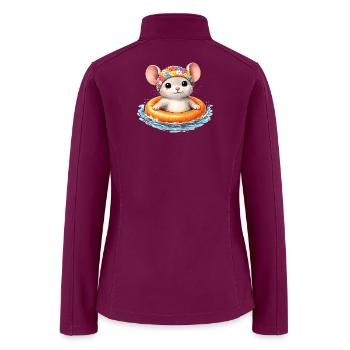 Cute Mouse with Swim Ring in the Water - Women’s Soft Shell Jacket - raspberry - Back
