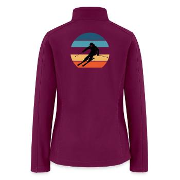 Retro Skier Silhouette - Vintage 70s Winter Sports - Women’s Soft Shell Jacket - raspberry - Back