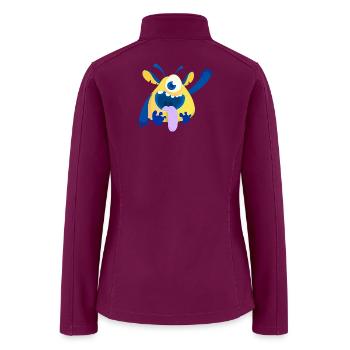 Cute Yellow One Eyed Waving Monster Illustration - Women’s Soft Shell Jacket - raspberry - Back
