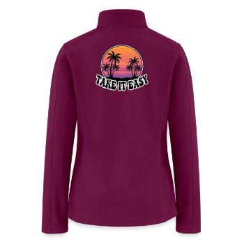 Take It Easy Retro Sunset Palm Trees - Women’s Soft Shell Jacket - raspberry - Back