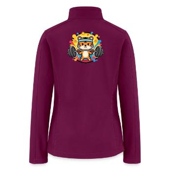 Cartoon Tiger Weightlifter - Women’s Soft Shell Jacket - raspberry - Back