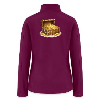 Treasure Chest with Gold Coins Illustration - Women’s Soft Shell Jacket - raspberry - Back