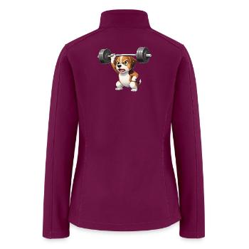 Beagle with barbell weightlifter fitness workout - Women’s Soft Shell Jacket - raspberry - Back