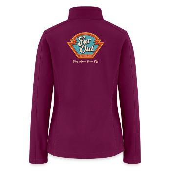 Far Out But Please Stay Away From Me Retro Graphic - Women’s Soft Shell Jacket - raspberry - Back