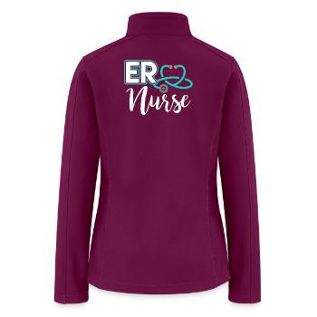 ER Nurse Heartbeat Stethoscope - Women’s Soft Shell Jacket - raspberry - Back