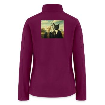 Cat Parody to American Gothic - Women’s Soft Shell Jacket - raspberry - Back