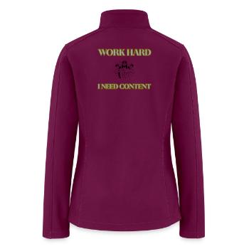 WORK HARD I NEED CONTENT Fitness - Women’s Soft Shell Jacket - raspberry - Back