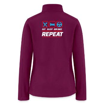 Eat sleep sim race repeat for sim racing fans - Women’s Soft Shell Jacket - raspberry - Back