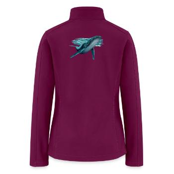 Azure Whale in Ocean Brushstroke - Women’s Soft Shell Jacket - raspberry - Back
