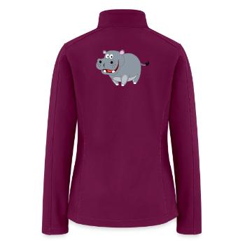 Cute Happy Hippo Safari Cartoon Art - Women’s Soft Shell Jacket - raspberry - Back