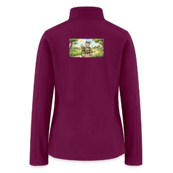 Happy mouse riding bicycle. - Women’s Soft Shell Jacket - raspberry - Back
