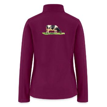 Holstein Dairy Cow Grazing on Grass - Women’s Soft Shell Jacket - raspberry - Back