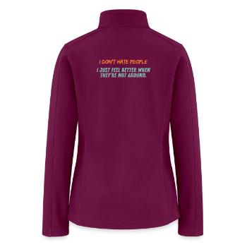 Not Around People Bold Distressed Text - Women’s Soft Shell Jacket - raspberry - Back