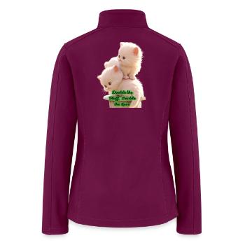 Stacked with Cuteness - Fluffy White Kittens Cat L - Women’s Soft Shell Jacket - raspberry - Back