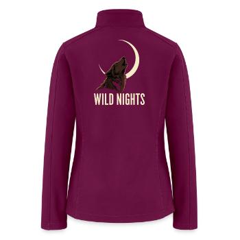 Luminous Wolf Howling Moon Design - Women’s Soft Shell Jacket - raspberry - Back