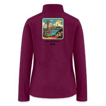San Francisco Bridge and Cityscape Illustration - Women’s Soft Shell Jacket - raspberry - Back