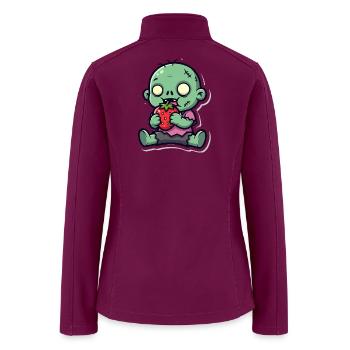 Cute Zombie Eating Strawberry - Kawaii Apocalypse - Women’s Soft Shell Jacket - raspberry - Back
