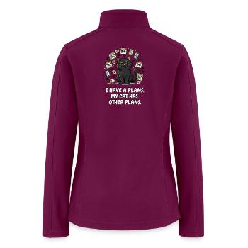 My Cat Has Other Plans Funny Black Cat  - Women’s Soft Shell Jacket - raspberry - Back