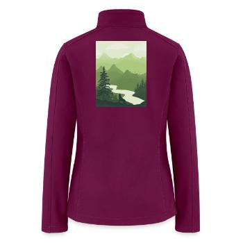 Howling Wolf in a Mountain Forest - Women’s Soft Shell Jacket - raspberry - Back
