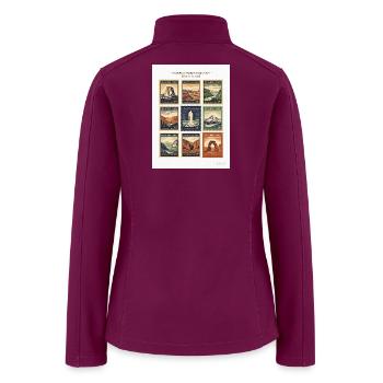 National Parks Stamp Mosaic - Women’s Soft Shell Jacket - raspberry - Back