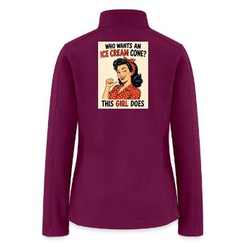 Who Wants an Ice Cream Cone? Funny Women's Shirt - Women’s Soft Shell Jacket - raspberry - Back