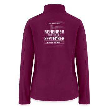 911 Never Forget 2026 Grunge American Flag Overlay - Women’s Soft Shell Jacket - raspberry - Back