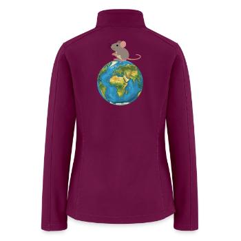Planet earth and mouse on the top - Women’s Soft Shell Jacket - raspberry - Back