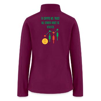In Crypto We Trust Bold Typography Design - Women’s Soft Shell Jacket - raspberry - Back