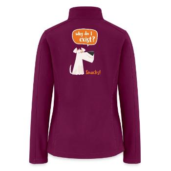 Whimsical Dog Illustration with Thought Bubble - Women’s Soft Shell Jacket - raspberry - Back