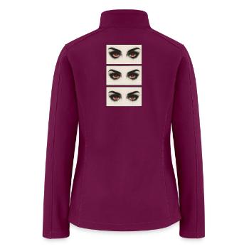 Intense Crimson-Eyed Faces Artwork - Women’s Soft Shell Jacket - raspberry - Back