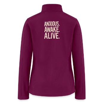 Anxious Awake Alive Distressed Text Tee - Women’s Soft Shell Jacket - raspberry - Back
