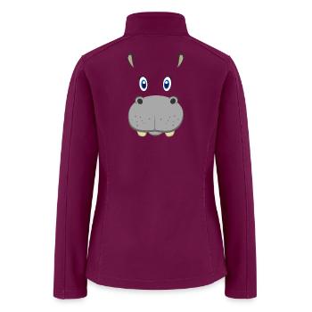 Cute Cartoon Hippopotamus Face Hippo Safari Animal - Women’s Soft Shell Jacket - raspberry - Back