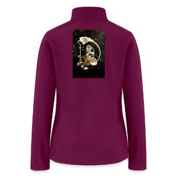 Luxury Gold & Black Floral Letter D - Elegant Mono - Women’s Soft Shell Jacket - raspberry - Back